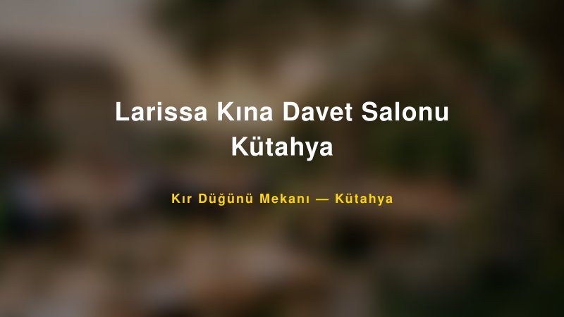 Larissa Kına Davet Salonu Kütahya Kütahya Kır Düğünü Mekanı