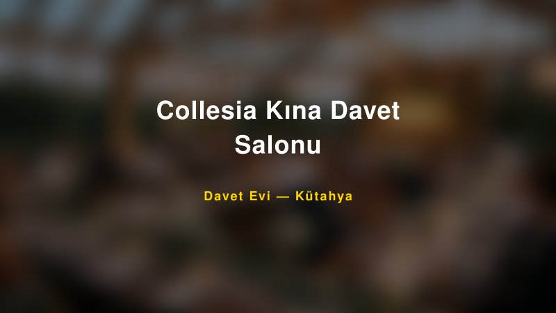 Collesia Kına Davet Salonu Fiyatları ve Paket Seçenekleri — 1